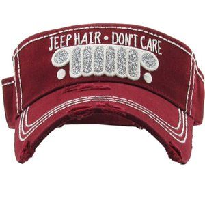 Jeep Hair Don't Care Burgundy Visor Glitter